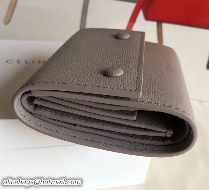 Good Product Celine Epi Small Flap Folded Multifunction Wallet 600913 Light Gray