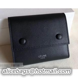 Perfect Celine Epi Small Flap Folded Multifunction Wallet 600913 Black