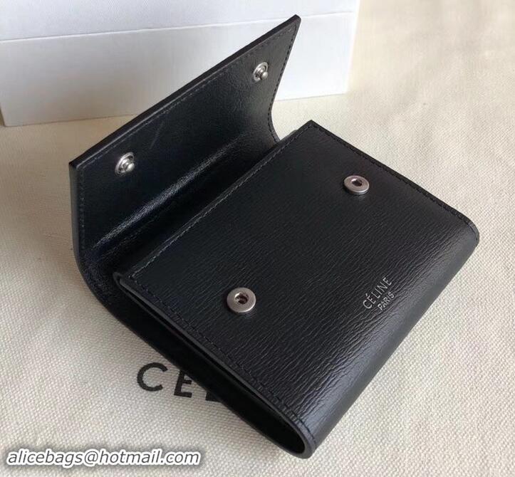 Perfect Celine Epi Small Flap Folded Multifunction Wallet 600913 Black