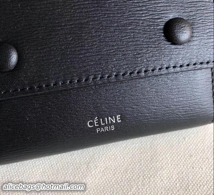 Perfect Celine Epi Small Flap Folded Multifunction Wallet 600913 Black