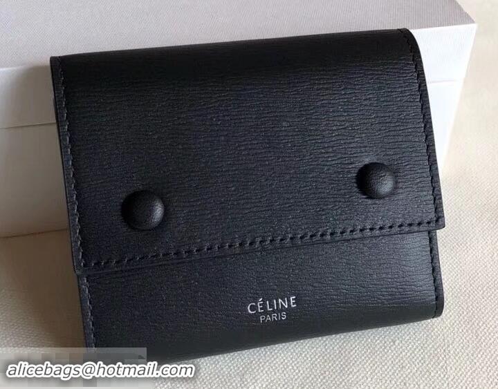 Perfect Celine Epi Small Flap Folded Multifunction Wallet 600913 Black