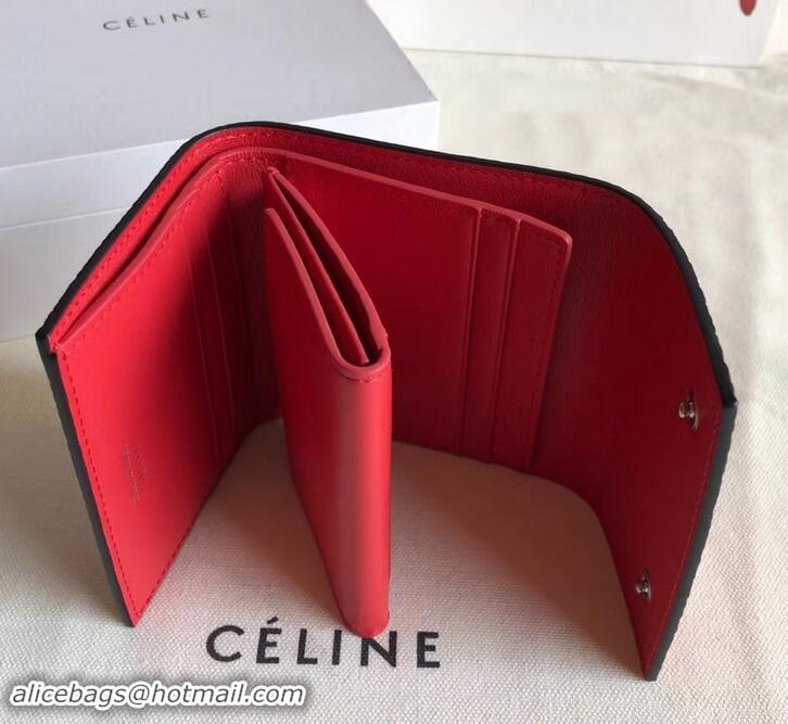 Cheap Price Celine Grained Leather Small Flap Folded Multifunction Wallet 600914 Red