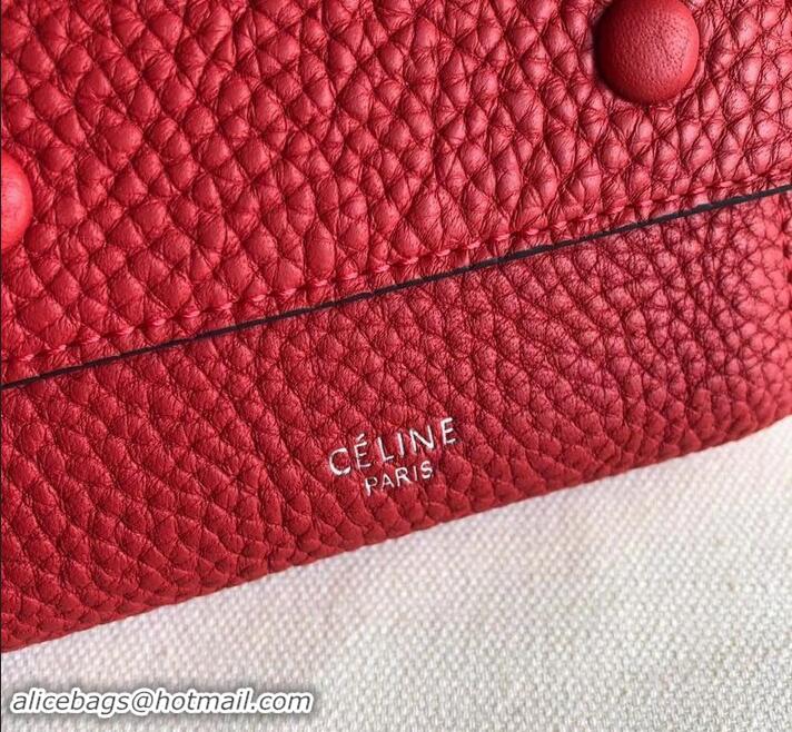 Cheap Price Celine Grained Leather Small Flap Folded Multifunction Wallet 600914 Red