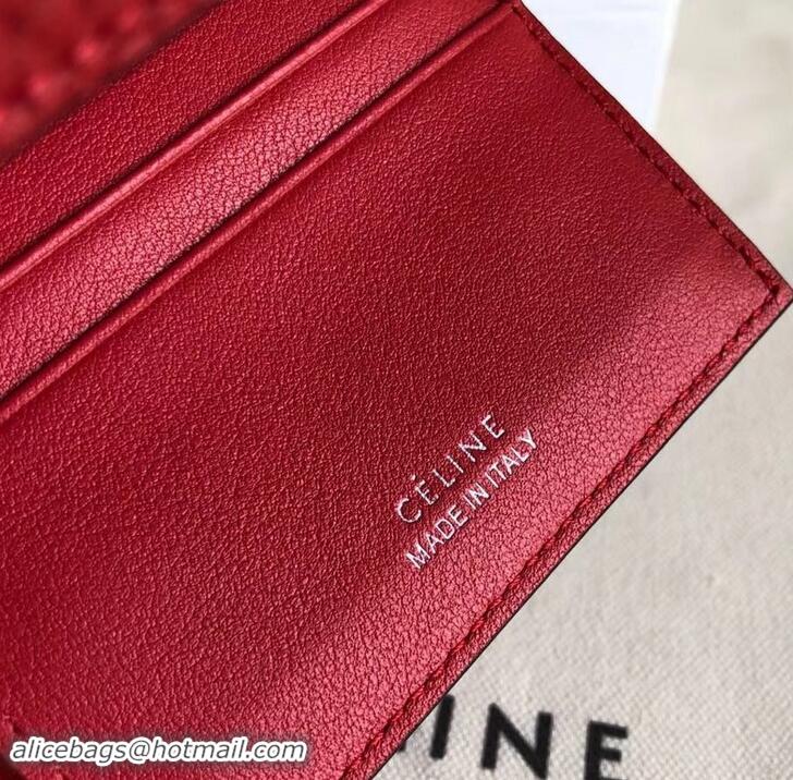 Cheap Price Celine Grained Leather Small Flap Folded Multifunction Wallet 600914 Red