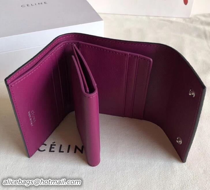 Best Quality Celine Grained Leather Small Flap Folded Multifunction Wallet 600914 Burgundy