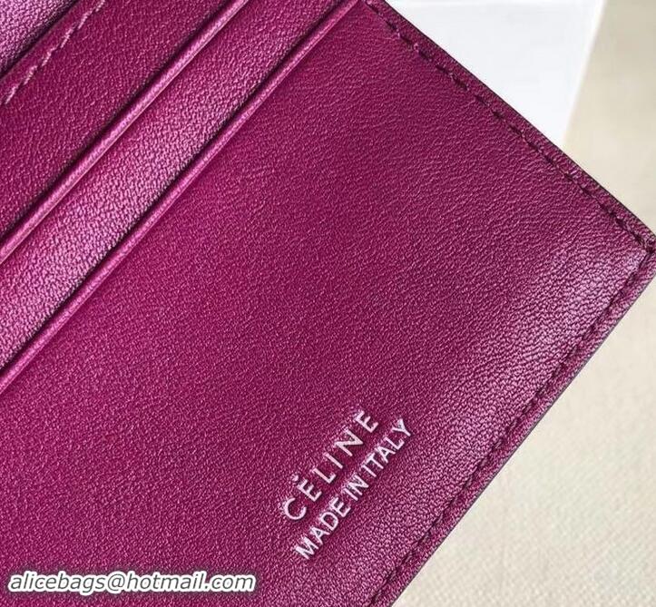 Best Quality Celine Grained Leather Small Flap Folded Multifunction Wallet 600914 Burgundy