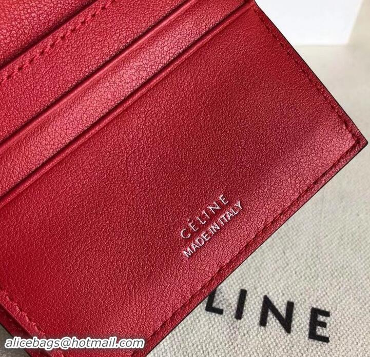 Best Luxury Celine Grained Leather Small Flap Folded Multifunction Wallet 600914 Light Gray