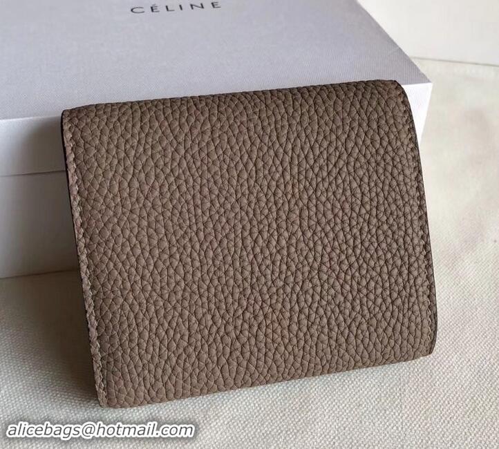 Most Popular Celine Grained Leather Small Flap Folded Multifunction Wallet 600914 Camel