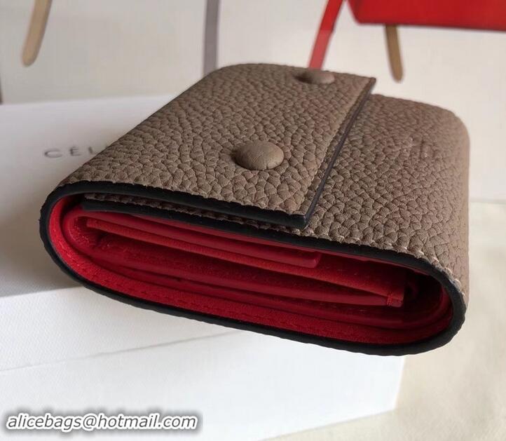 Most Popular Celine Grained Leather Small Flap Folded Multifunction Wallet 600914 Camel