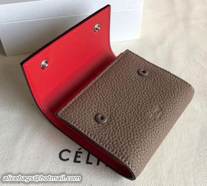 Most Popular Celine Grained Leather Small Flap Folded Multifunction Wallet 600914 Camel