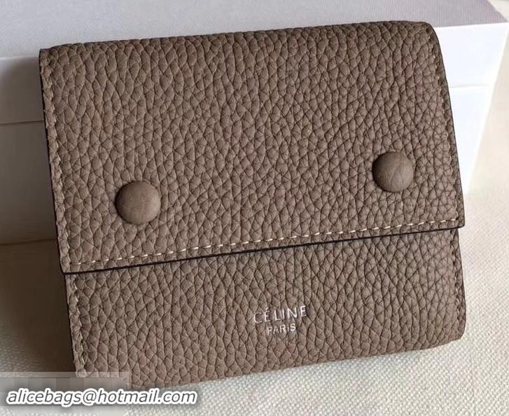 Most Popular Celine Grained Leather Small Flap Folded Multifunction Wallet 600914 Camel