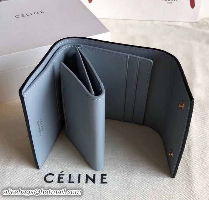 Best Price Celine Grained Leather Small Flap Folded Multifunction Wallet 600914 Black/Gray