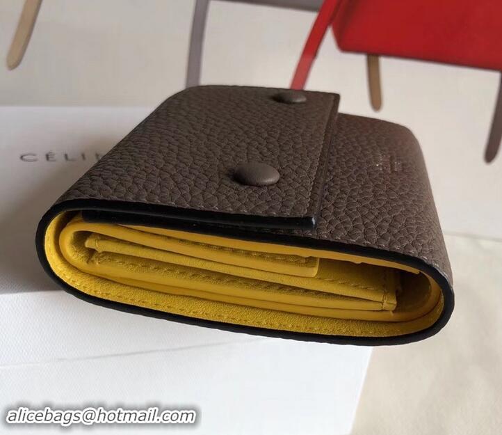 Unique Grade Celine Grained Leather Small Flap Folded Multifunction Wallet 600914 Etoupe