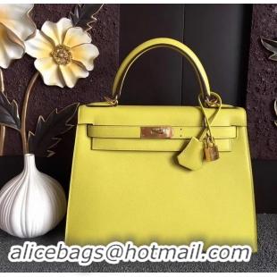 Colorful Hermes Kelly 28cm/32cm Bag In Original togo Leather With Gold/Sliver Hardware 600920 lemon yellow