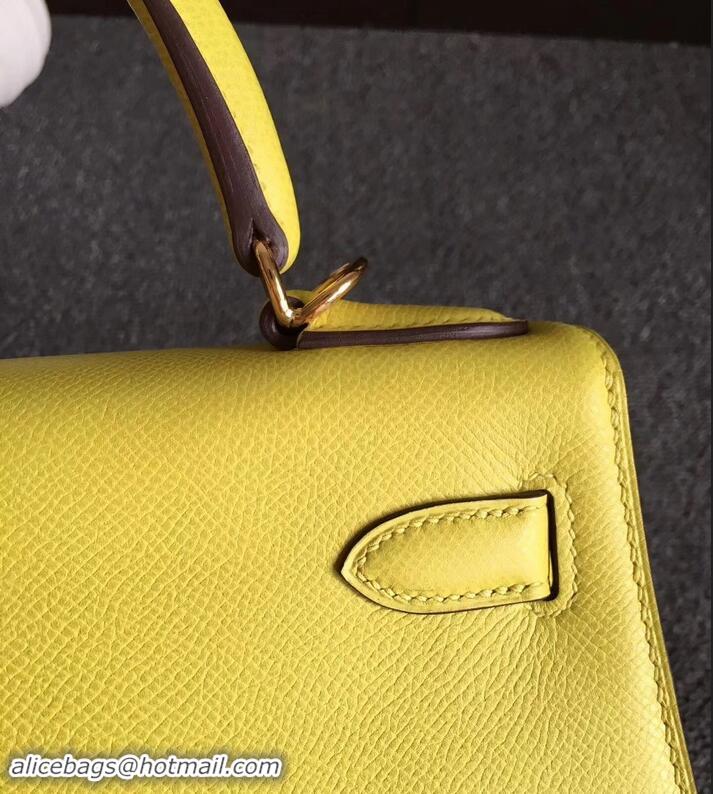 Colorful Hermes Kelly 28cm/32cm Bag In Original togo Leather With Gold/Sliver Hardware 600920 lemon yellow