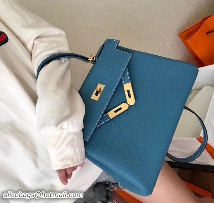 Low Cost Hermes Kelly 28cm/32cm Bag In Original togo Leather With Gold/Sliver Hardware 600920 denim blue