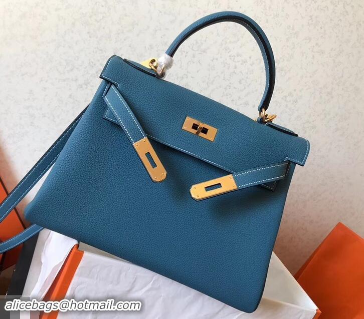 Low Cost Hermes Kelly 28cm/32cm Bag In Original togo Leather With Gold/Sliver Hardware 600920 denim blue