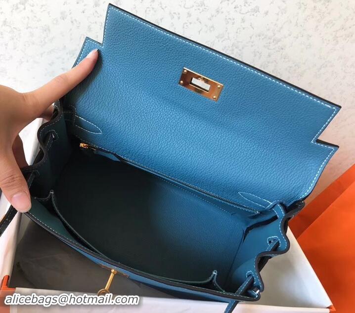 Low Cost Hermes Kelly 28cm/32cm Bag In Original togo Leather With Gold/Sliver Hardware 600920 denim blue