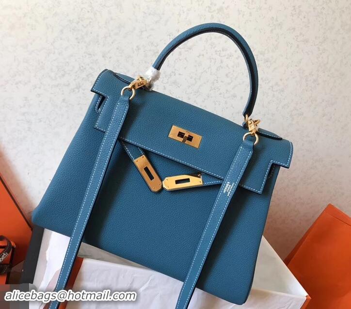 Low Cost Hermes Kelly 28cm/32cm Bag In Original togo Leather With Gold/Sliver Hardware 600920 denim blue