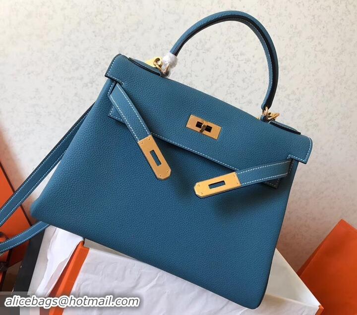 Low Cost Hermes Kelly 28cm/32cm Bag In Original togo Leather With Gold/Sliver Hardware 600920 denim blue