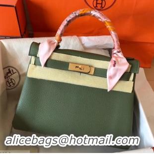 Promotional Hermes Kelly 28cm Bag In Original togo Leather With Gold/Sliver Hardware 600920 army green