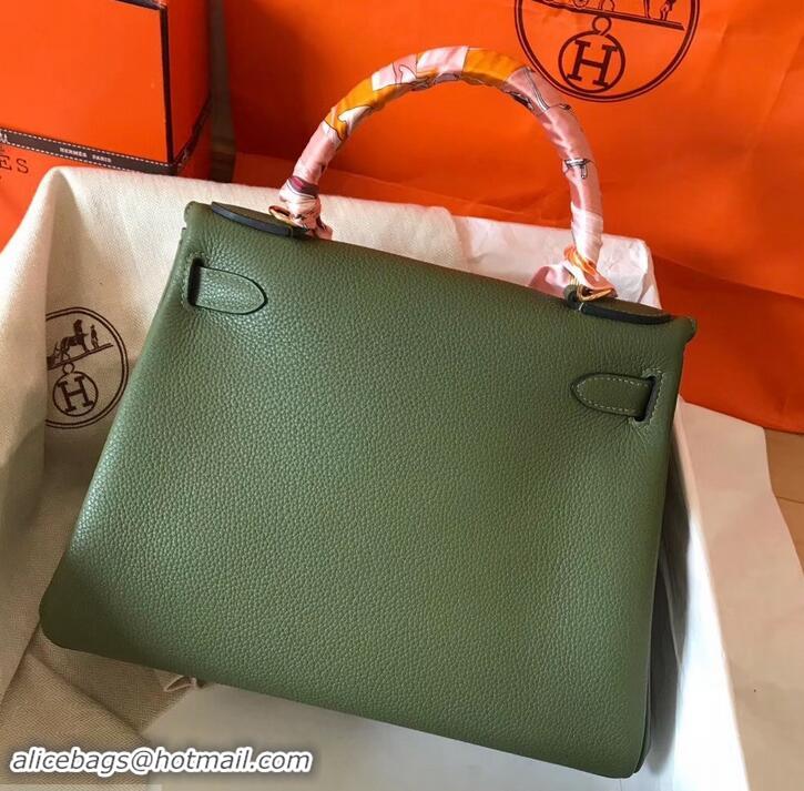 Promotional Hermes Kelly 28cm Bag In Original togo Leather With Gold/Sliver Hardware 600920 army green