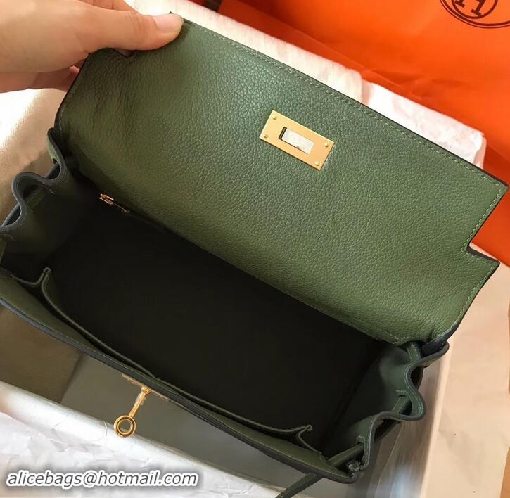 Promotional Hermes Kelly 28cm Bag In Original togo Leather With Gold/Sliver Hardware 600920 army green