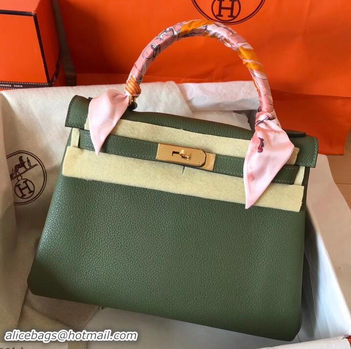 Promotional Hermes Kelly 28cm Bag In Original togo Leather With Gold/Sliver Hardware 600920 army green