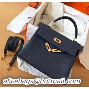 Luxury Classic Hermes Kelly 28cm Bag In Original togo Leather With Gold/Sliver Hardware 600920 navy blue