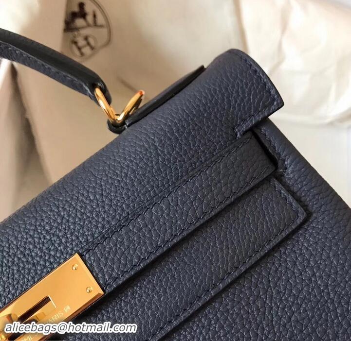 Luxury Classic Hermes Kelly 28cm Bag In Original togo Leather With Gold/Sliver Hardware 600920 navy blue