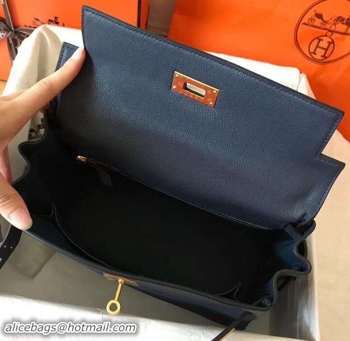 Luxury Classic Hermes Kelly 28cm Bag In Original togo Leather With Gold/Sliver Hardware 600920 navy blue