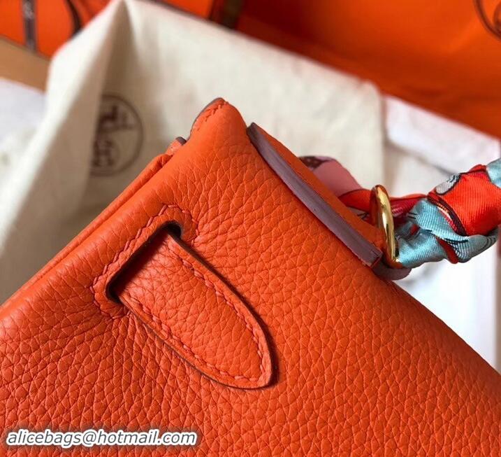 Comfortable Hermes Kelly 28cm Bag In Original togo Leather With Gold/Sliver Hardware 600920 orange