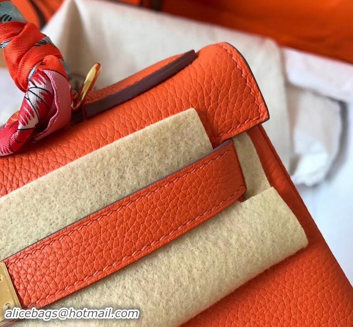 Comfortable Hermes Kelly 28cm Bag In Original togo Leather With Gold/Sliver Hardware 600920 orange