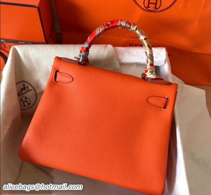 Comfortable Hermes Kelly 28cm Bag In Original togo Leather With Gold/Sliver Hardware 600920 orange