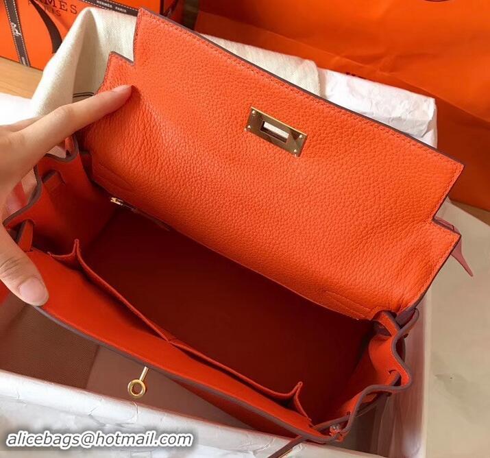 Comfortable Hermes Kelly 28cm Bag In Original togo Leather With Gold/Sliver Hardware 600920 orange