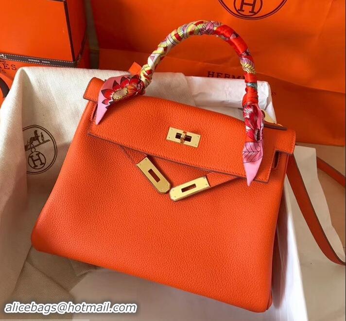 Comfortable Hermes Kelly 28cm Bag In Original togo Leather With Gold/Sliver Hardware 600920 orange