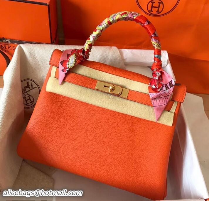 Comfortable Hermes Kelly 28cm Bag In Original togo Leather With Gold/Sliver Hardware 600920 orange