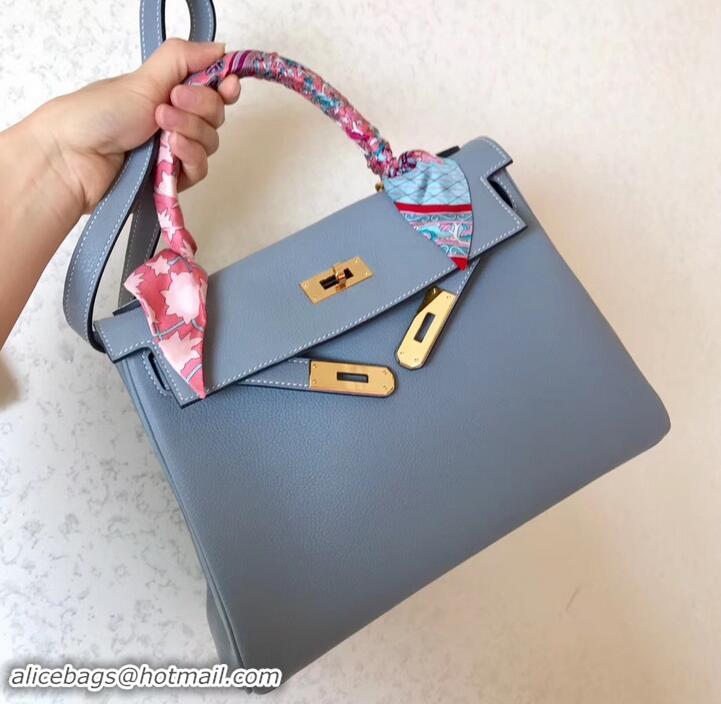 Classic Hermes Kelly 28cm Bag In Original togo Leather With Gold/Sliver Hardware 600920 Blue Lin