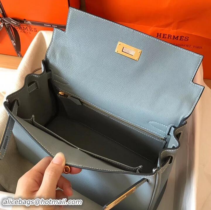 Classic Hermes Kelly 28cm Bag In Original togo Leather With Gold/Sliver Hardware 600920 Blue Lin