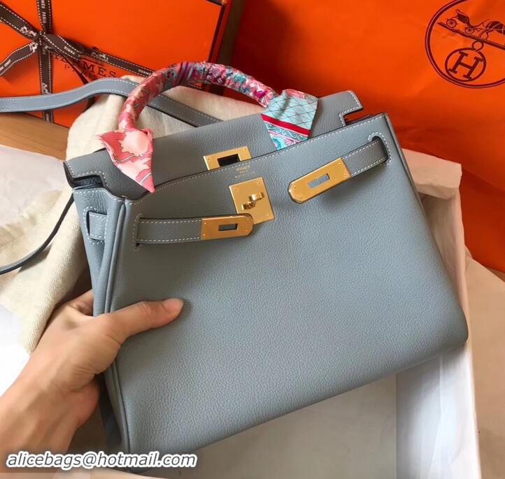 Classic Hermes Kelly 28cm Bag In Original togo Leather With Gold/Sliver Hardware 600920 Blue Lin