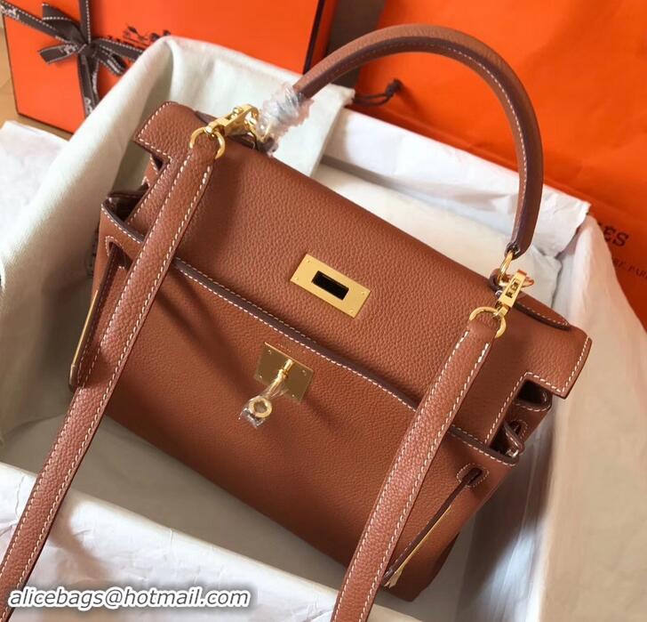 Stylish Hermes Kelly 28cm Bag In Original togo Leather With Gold/Sliver Hardware 600920 camel