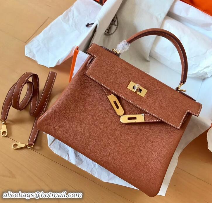 Stylish Hermes Kelly 28cm Bag In Original togo Leather With Gold/Sliver Hardware 600920 camel