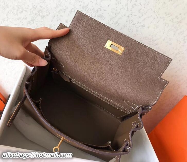 Practical Hermes Kelly 28cm Bag In Original togo Leather With Gold/Sliver Hardware 600920 elephant gray