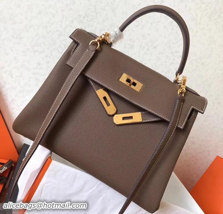 Practical Hermes Kelly 28cm Bag In Original togo Leather With Gold/Sliver Hardware 600920 elephant gray