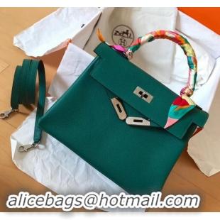 Luxury Hermes Kelly 28cm Bag In Original togo Leather With Gold/Sliver Hardware 600920 Malachite