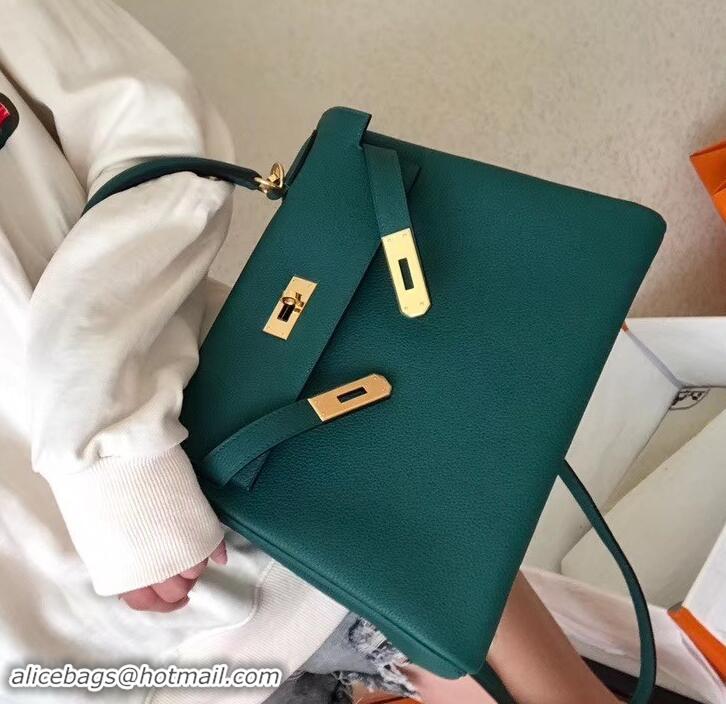 Luxury Hermes Kelly 28cm Bag In Original togo Leather With Gold/Sliver Hardware 600920 Malachite