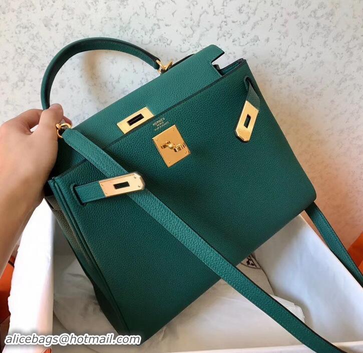 Luxury Hermes Kelly 28cm Bag In Original togo Leather With Gold/Sliver Hardware 600920 Malachite