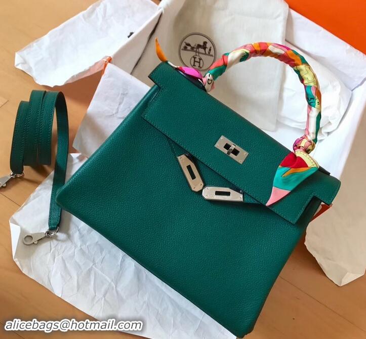 Luxury Hermes Kelly 28cm Bag In Original togo Leather With Gold/Sliver Hardware 600920 Malachite