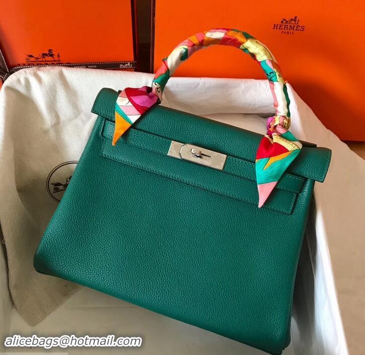 Luxury Hermes Kelly 28cm Bag In Original togo Leather With Gold/Sliver Hardware 600920 Malachite