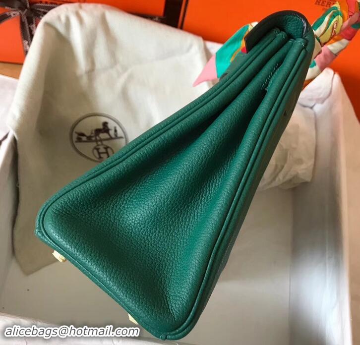 Luxury Hermes Kelly 28cm Bag In Original togo Leather With Gold/Sliver Hardware 600920 Malachite